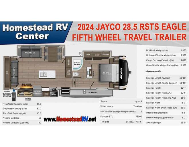 2024 Jayco Eagle 28.5RSTS Fifth Wheel at Homestead RV Center STOCK# 2206 Photo 6