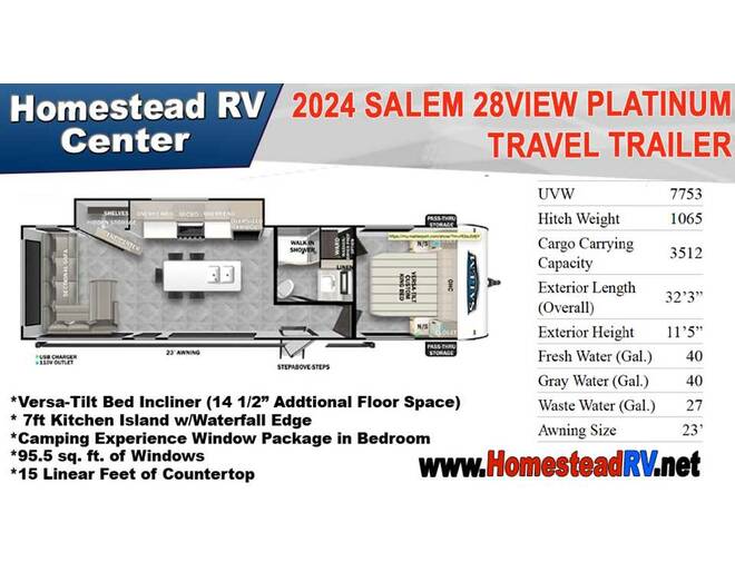 2024 Salem 28VIEWX Platinum Travel Trailer at Homestead RV Center STOCK# 2189 Photo 3